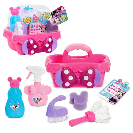 Disney Junior Minnie Mouse Sparkle N’ Clean Caddy, Dress Up and Pretend Play, Officially Licensed Kids Toys for Ages 3 Up, Gifts and Presents