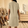 thumbnail image 5 of SAWOBUUN Womens Casual Shirt Dress Short Sleeve Collared Button Midi Dress Loose Fit Tunic Sundress with Chest Pocket, 5 of 6