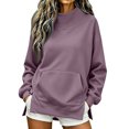 thumbnail image 2 of Dwellite Women's Oversized Sweatshirts Turtleneck Fleece Pullover Tops Long Sleeve Loose Fall Fashion Shirts Light Purple L, 2 of 8