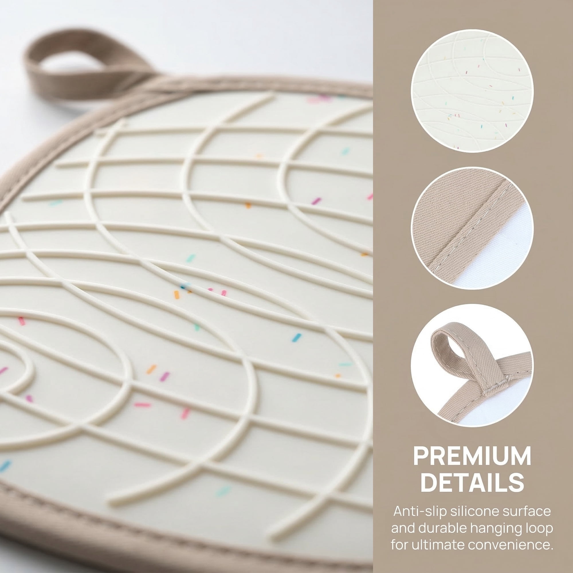 Unique Bargains 2Pcs Heat Resistant Trivets Non Slip Hot Pads Apricot 8.1*8.7in