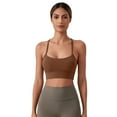 thumbnail image 6 of vigerkar Womens Y Sports Bras Yoga Top with Cups Spaghetti Thin Strap Workout Bra Tops (Brown, M/6), 6 of 9