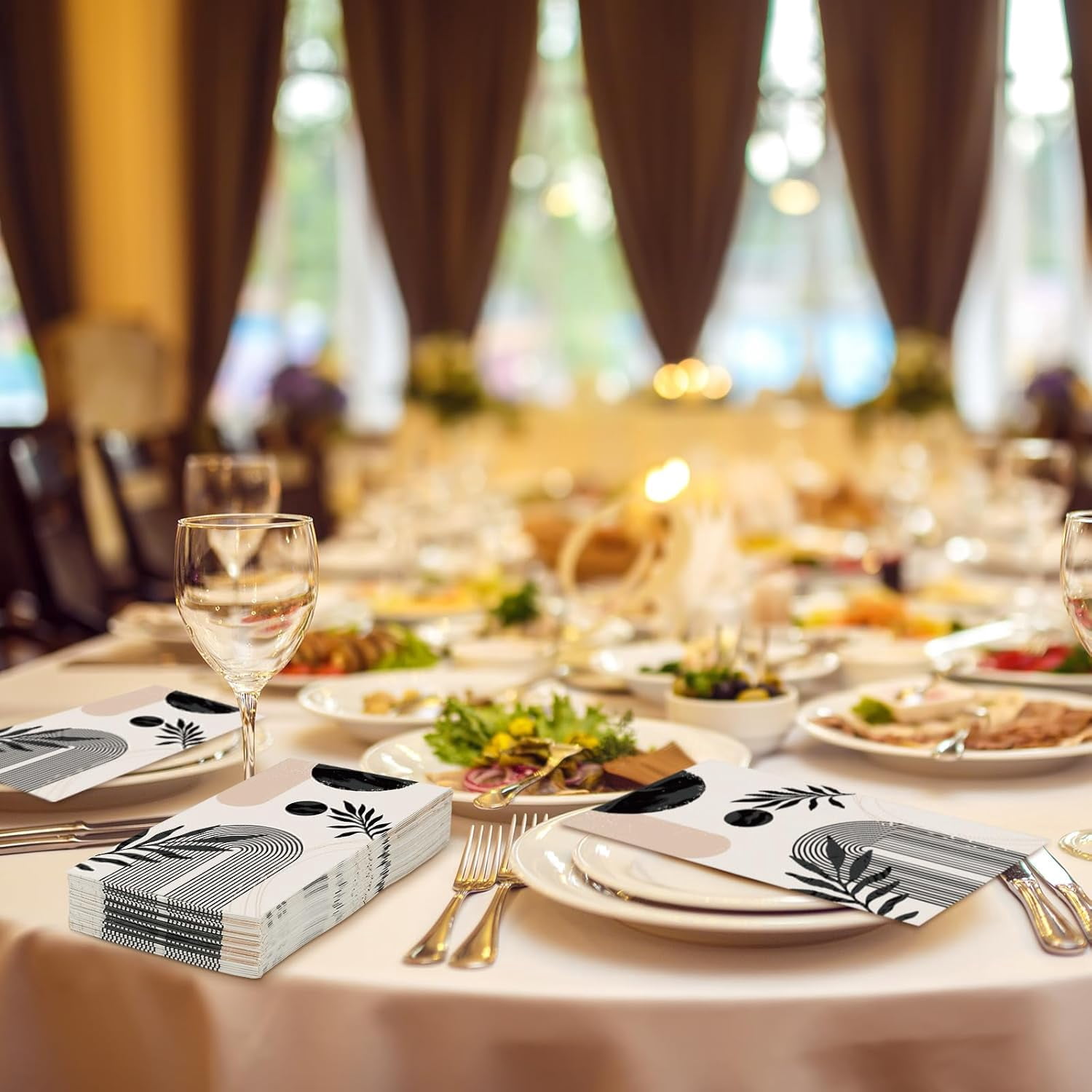 Disposable Hand Napkins Guest Towels Disposable Bathroom Hand Napkins Guest Decorative Kitchen Towels for Party Dinners Wedding Bathroom(100 Pcs,Black )