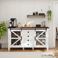 thumbnail image 3 of PPorfamilia 59" Farmhouse Buffet Cabinet with Storage and Sliding Barn Doors, White, 3 of 10