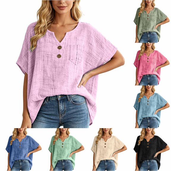 LiuXxxx Women's Boho Tunic Top Loose Fit Flowing Sleeve Casual Top Pink S