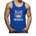 thumbnail image 1 of Meowica 4th of July Tank Tops Funny Patriotic Cat Red White Blue Men's Singlet Medium Aqua, 1 of 6