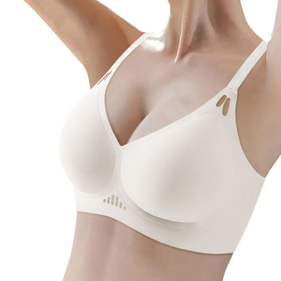 khonts,Women's Supportive Lift Seamless Bras No Underwire Full Coverage Bra Push up Lush Bralettes for Older Women White XL