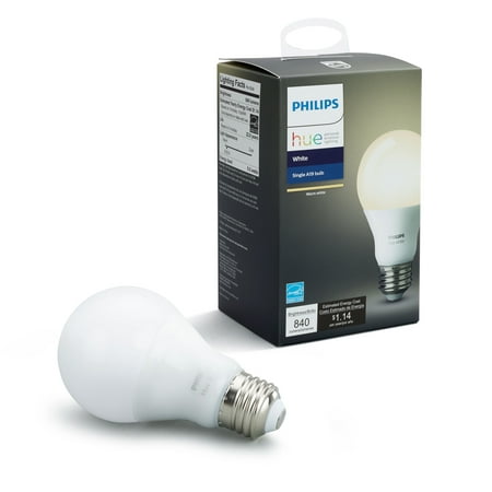 Philips Hue White A19 Smart Light Bulb, 60W LED, (Best Smart Bulbs For Alexa)