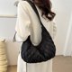 thumbnail image 3 of Bolso casual para mujer con correa ajustable, bolso de mano con entramado rómbico y media luna, 3 of 9