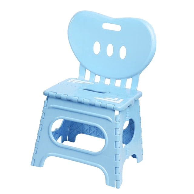 Taburete escalonado de silla plegable de plástico Strong Safe Kids con respaldo ~ Pink_S Blue-L SM SunniMix Silla plegable de los niños