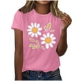 thumbnail image 2 of QUNYINEY Crew Neck Women Shirts Short Sleeve Casual Floral Tops Going Out Pullover Loose Shirts, 2 of 4