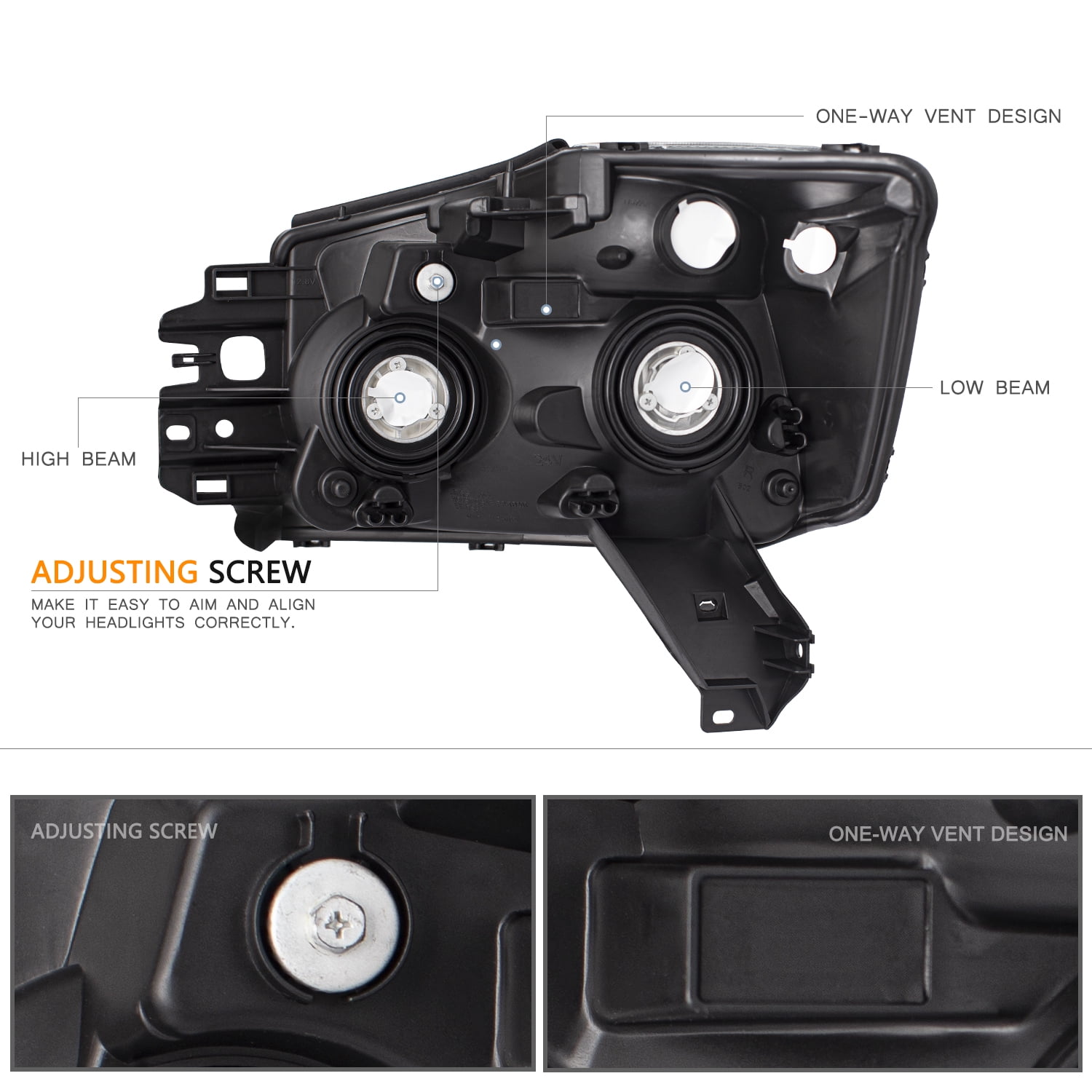 For 2004-2015 Nissan Titan/04-07 Armada Chrome Headlights 04-05 Headlamps Pair