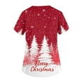thumbnail image 4 of Cotton Scrubs for Women, Printed Scrub Tops Soft Knit Nurse Uniform Shirts Stretch V-Neck Top Halloween Pajamas Classic Fit Short Sleeve Workwear Professionals with 2 Pockets Red 4Xl, 4 of 5