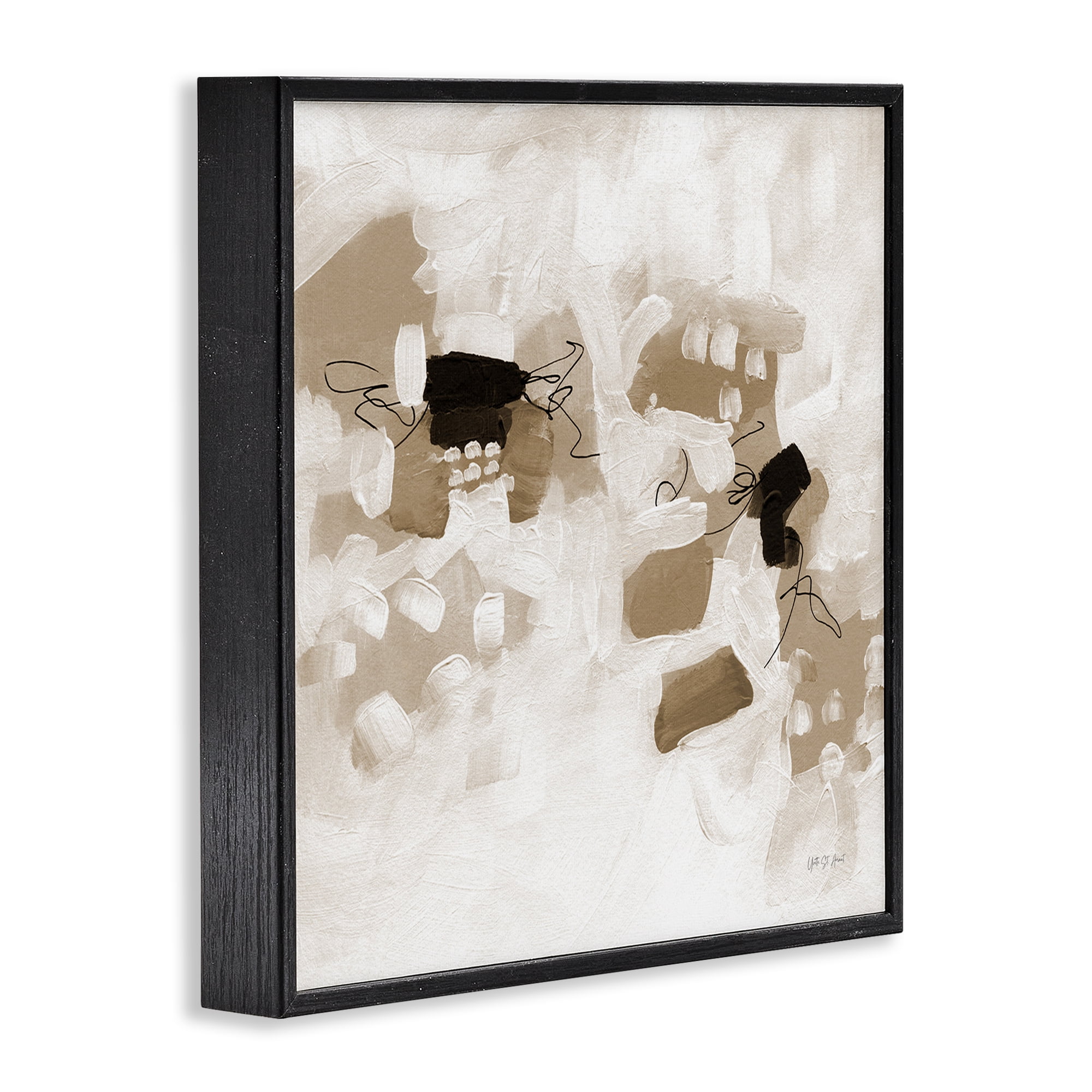 Stupell Industries Boho Classic Conservatory Abstract Painting Black Framed Art Print Wall Art, 17 x 17