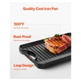 thumbnail image 4 of Cast Iron Griddle & Grill Pan 14x8.5 inch - Reversible Pre-Seasoned Cookware for Stovetop, Gas, Camping - Indoor Outdoor Family Cooking - Black, 4 of 8