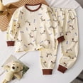 thumbnail image 2 of TOWED22 Baby Toddler Infant Girl Cartoon2pcs Winter Clothes Long Sleeve Crewneck Sweatshirt and Elastic Waist Pants Outfits Clothing(Brown,18-24 M), 2 of 5