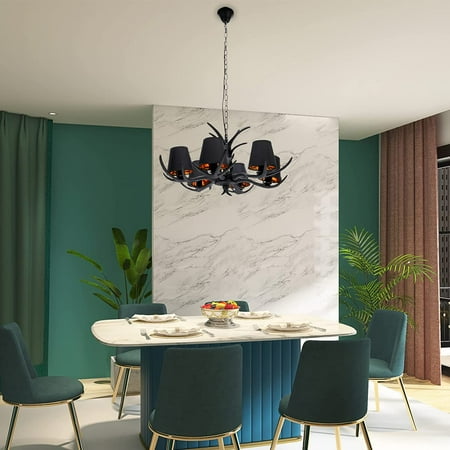 

TFCFL Antler Chandelier 6 Heads Rustic Pendant Light Fixture For Dining Room Kitchen Living Room