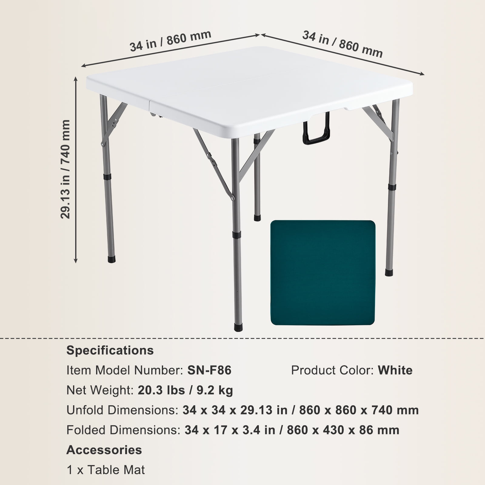 SKYSHALO Fold-in-Half, Wear-Resistant Tabletop 4 Player Card, Mahjong Table, Green