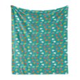 thumbnail image 1 of Fish Soft Flannel Fleece Throw Blanket, Rainbow Colored Composition with Doodle Style Cartoon Animals on Turquoise Backdrop, Cozy Plush for Indoor and Outdoor Use, 50" x 70", Multicolor, by Ambesonne, 1 of 6