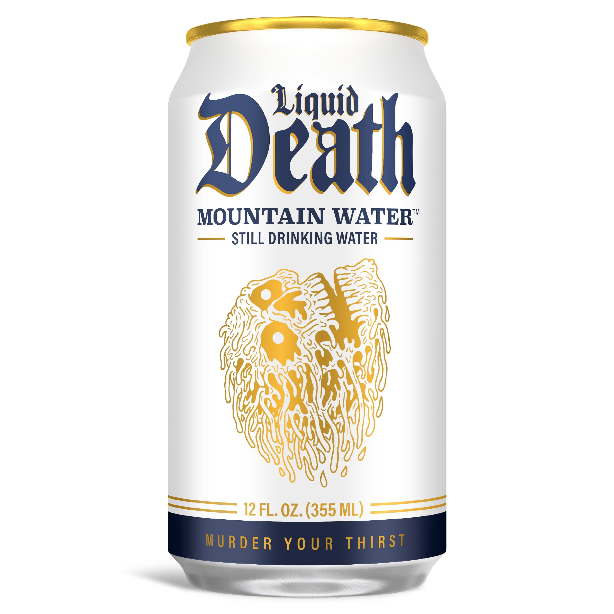 Liquid Death, Still Mountain Water, 6-Pack (12oz Cans), Natural Mountain Source, Infinitely Recyclable Ice-Cold Cans