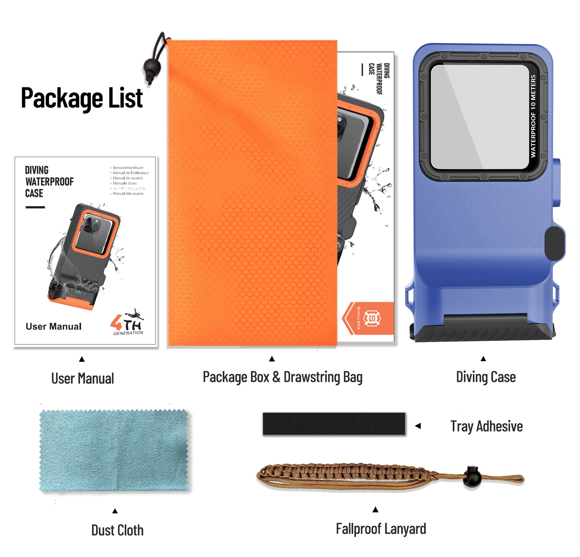 10m/33ft Waterproof Universal Snorkeling Phone Case for iPhone 16/15/14/13/12/11 Pro Max/XS/XR/Samsung S25/S24/S23/S22/S21/A Series Support Touch Screen Diving Swimming Surfing Housing(Blue)