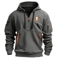 thumbnail image 2 of DODADAWANJ Mens Cargo Hoodies Graphic Quarter Zip Hooded Pullover Big and Tall Drawstring with Multi Pockets Hoodie for Camping Daily M, 2 of 5
