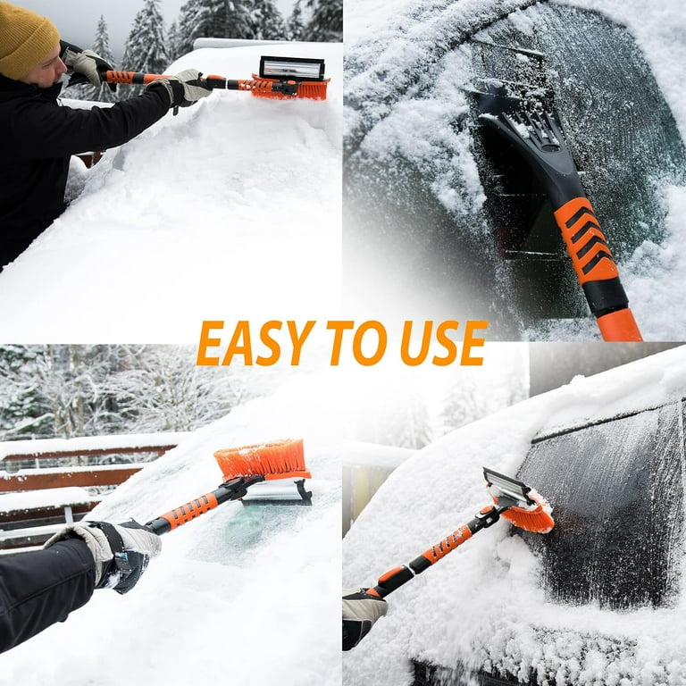 Zone Tech Car Rotatable Head Snow Brush Kit - Expandable Portable Snow  Removal Shovel, Ice Scraper, and Snow Brush Car Set with Portable Carrying  Bag 