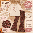thumbnail image 2 of BTWEEN Girls 2-Piece Bow Back Top and Flare Leggings Set, Cream/Brown Floral, Size 5, 2 of 7