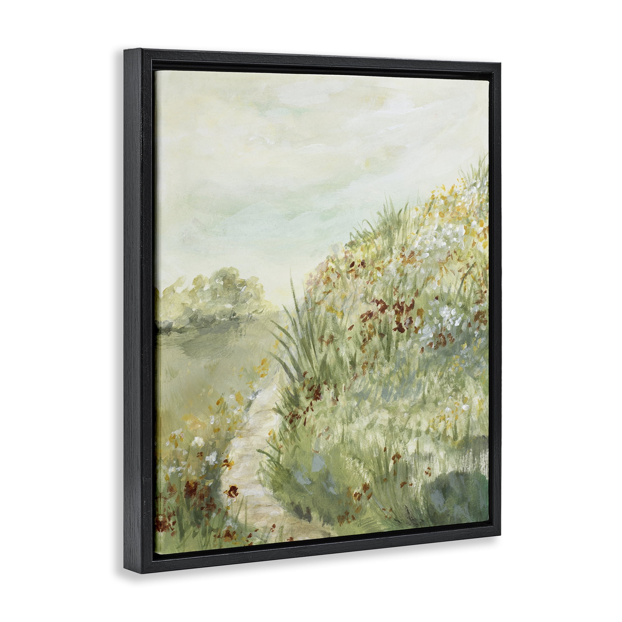 Stupell Industries Hilltop Blooms & Winding Trail Black Framed Floater Canvas Wall Art, design by Lanie Loreth