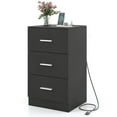 thumbnail image 1 of Costway Table de Nuit 1 Pce avec Station de Recharge, 3 Tiroirs de Rangement pour Chambre, Salon, 1 of 10
