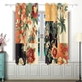 thumbnail image 2 of Bohemia Flowers Grids Curtains Grommet Black Out 63 Inch Length Curtain Drapes for Bedroom Living Room 2 panels set, 2 of 5