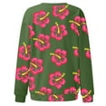 thumbnail image 4 of Women Sweatshirt Fall Hoodless Crewneck Sweatshirt with Floral Prints Long Sleeve Pullover Top Casual Lounge Wear Crewneck Sweatshirt Green L, 4 of 5