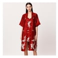 thumbnail image 3 of Women Rayon 2PCS Robe Set Bride Bridesmaid Wedding Robe Gown Lace Sexy Kimono Bathrobe Night Dress Casual Nightgown Sleepwear (Burgundy long,L), 3 of 7