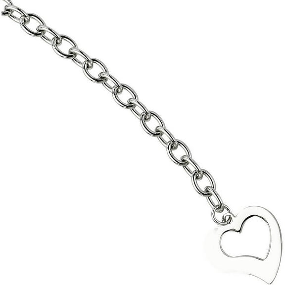 Primal Steel Stainless Steel Open Link with Open Heart 8.5 inch Bracelet