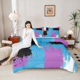 thumbnail image 4 of Homewish Blue Purple Abstract Queen Comforter Set, Retro Watercolor Abstract Bedding Sets, Oil Printing Art Reversible Bedding Comforter Set, Microfiber Bedroom Decor, 3-Piece, 4 of 8