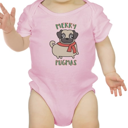 Merry Pugmas Pug Baby Bodysuit Funny Christmas Baby Clothing