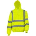 thumbnail image 3 of Men's Solid Color Reflective Hooded Sweatshirt Long Sleeve Sweater Top Loose Road Work High Visibility Pullover (Yellow,L), 3 of 4