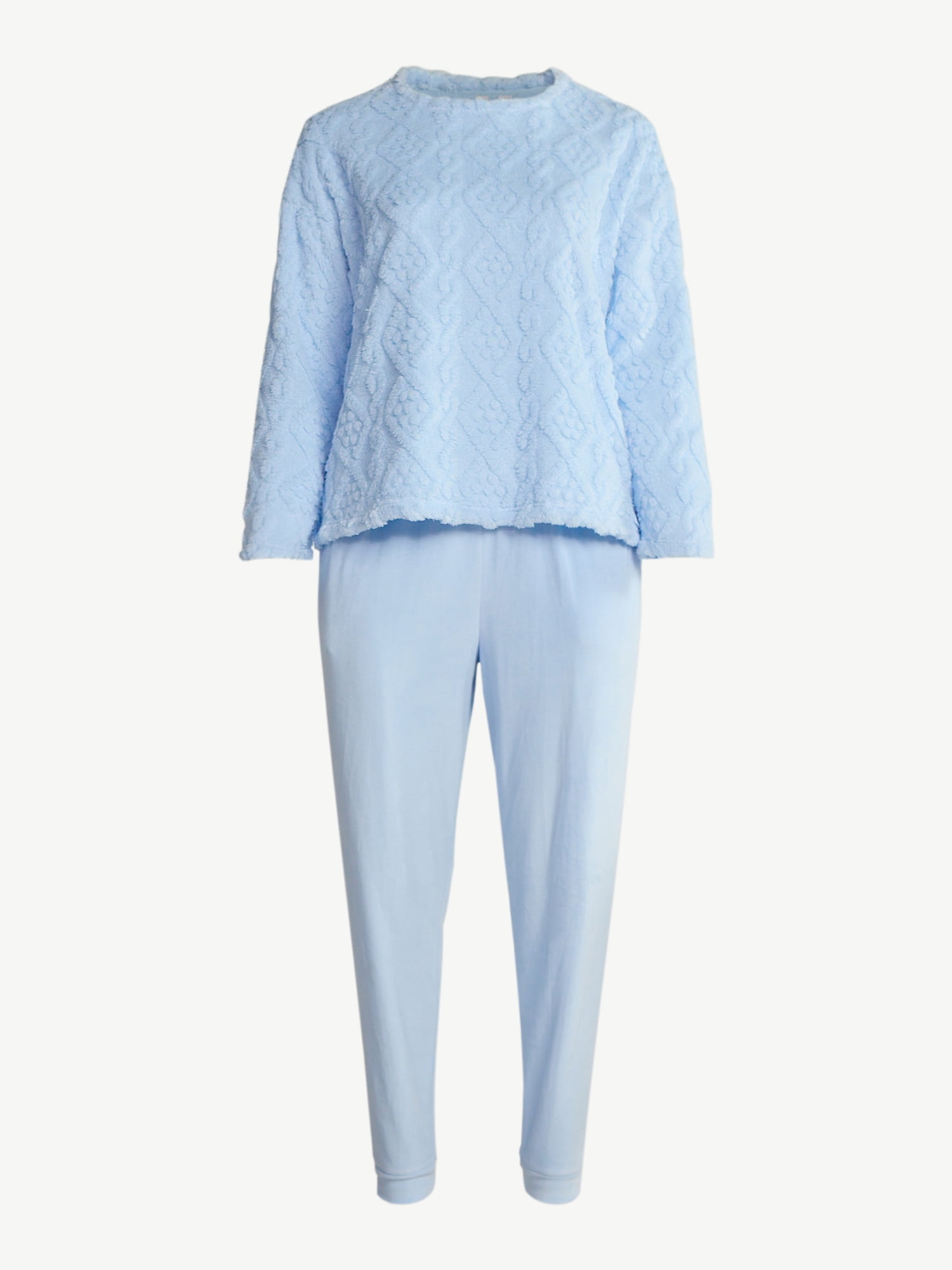Joyspun Women's Plush Long Sleeve Top and Joggers Pajama Set, 2-Piece, Size XS-3X