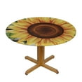 thumbnail image 3 of Awypu  Sunflower On Board Rustic Yellow Summer Fall Live Laugh Love Round Fitted Table Cover Elastic Edge Circle Tablecloth for Outdoor Dining Party Holiday Fits Table Diameter White, 3 of 7