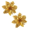 thumbnail image 2 of Christmas Poinsettia Flower Ornament, Artificial Gold Glitter Velvet Christmas Flowers, 3-Layer Sparkling Floral Decoration for Christmas Tree Wreath Garland Holiday Home Party Decor, 2 of 8