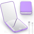 thumbnail image 1 of Mini Makeup Mirror Pro - Rechargeable, 1X/3X Magnification, 3 Color LED Lights, Adjustable Brightness, Compact, Handheld, Travel-Sized Vanity Mirror for Purses, Clutches, and On-The-Go Touch-Ups, 1 of 5
