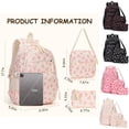 thumbnail image 5 of 3 Piece Coquette Bow Print Backpack Set, Lightweight Adjustable Straps Lightweight, Nylon Multi Compartment Bookbag, Cute Aesthetic Laptop Daypack for Back to School Travel Daily Use, 5 of 8