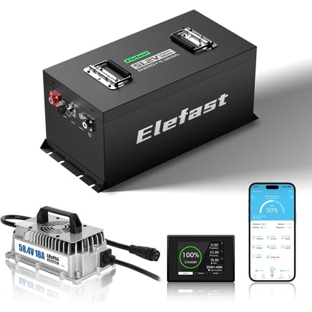 48V Lithium Battery Golf Cart Kit,Mini 100AH Lifepo4 Battery with 18A Charger and Touch Monitor,Peak current 1000A and Built-in 200A BMS,Up to 8000 Deep Cycle,Perfect for Golf Carts