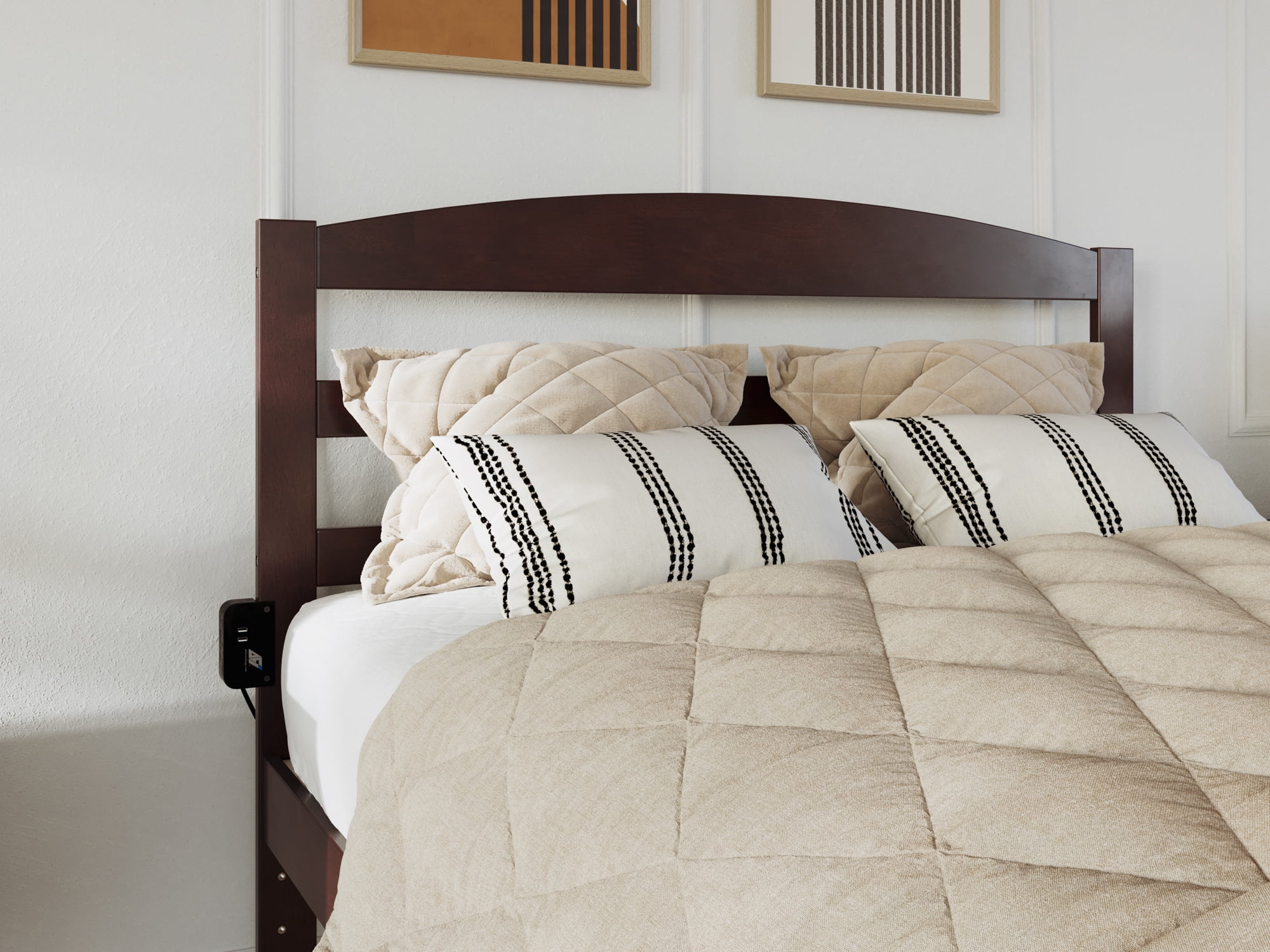 AFI Warren 14" Full Wood Platform Bed Frame with Headboard and Footboard, Walnut