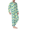 thumbnail image 2 of Picia Cute Dinosaur Blue Green Pattern Men’s Long-Sleeve Sleepwear Set - Soft 2-Piece Loungewear with Pockets, Comfy PJs for Relaxing Nights-Medium, 2 of 7