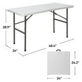 thumbnail image 3 of SONGMY 4ft Portable Folding Table - Plastic Indoor Outdoor Picnic Party Camp Dining Table with Handle, Compact White Fold-up Table, 3 of 8
