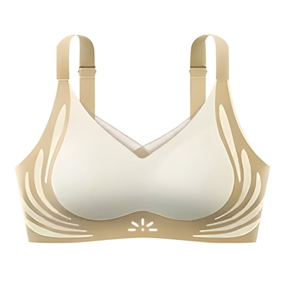 Audhol Women's Posy Full Coverage Bra, No Underwire Wireless Push-Up, Comfortable for Older Women, Beige
