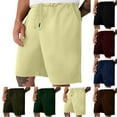 thumbnail image 6 of Lovskoo Athletic Shorts for Men Solid Color Lace Up Elastic Waist Pocket Exercise Fitness Home Half Shorts Pants Beige, 6 of 6