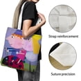 thumbnail image 3 of Ben y Holly Bolso de tela con estampado de lienzo para mujer, bolsa de compras reutilizable y estética, con cremallera interior, regalo para mujer,38*45cm., 3 of 6