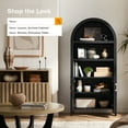 thumbnail image 3 of mopio Lauren 65.4" Arched Cabinet, 5-Tier Arched Bookcase with Doors and Shelves, Arched Bookshelf with Storage, Kitchen Pantry Cabinet, Wooden Storage Cabinet for Living Room, Kitchen (Black), 3 of 8