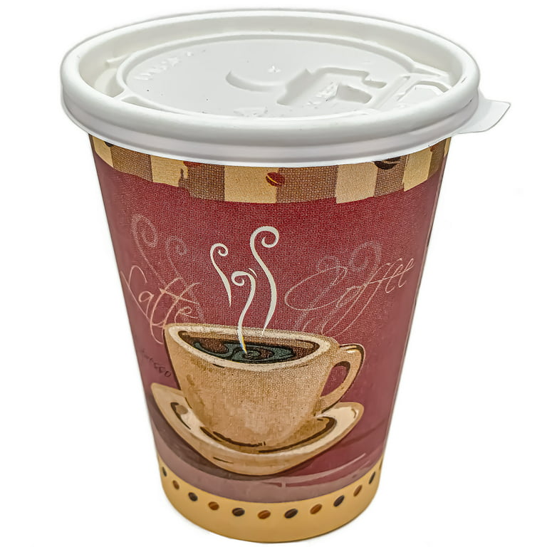 12 oz. Paper Coffee Cups, White / Brown Printed Hot Paper Cups
